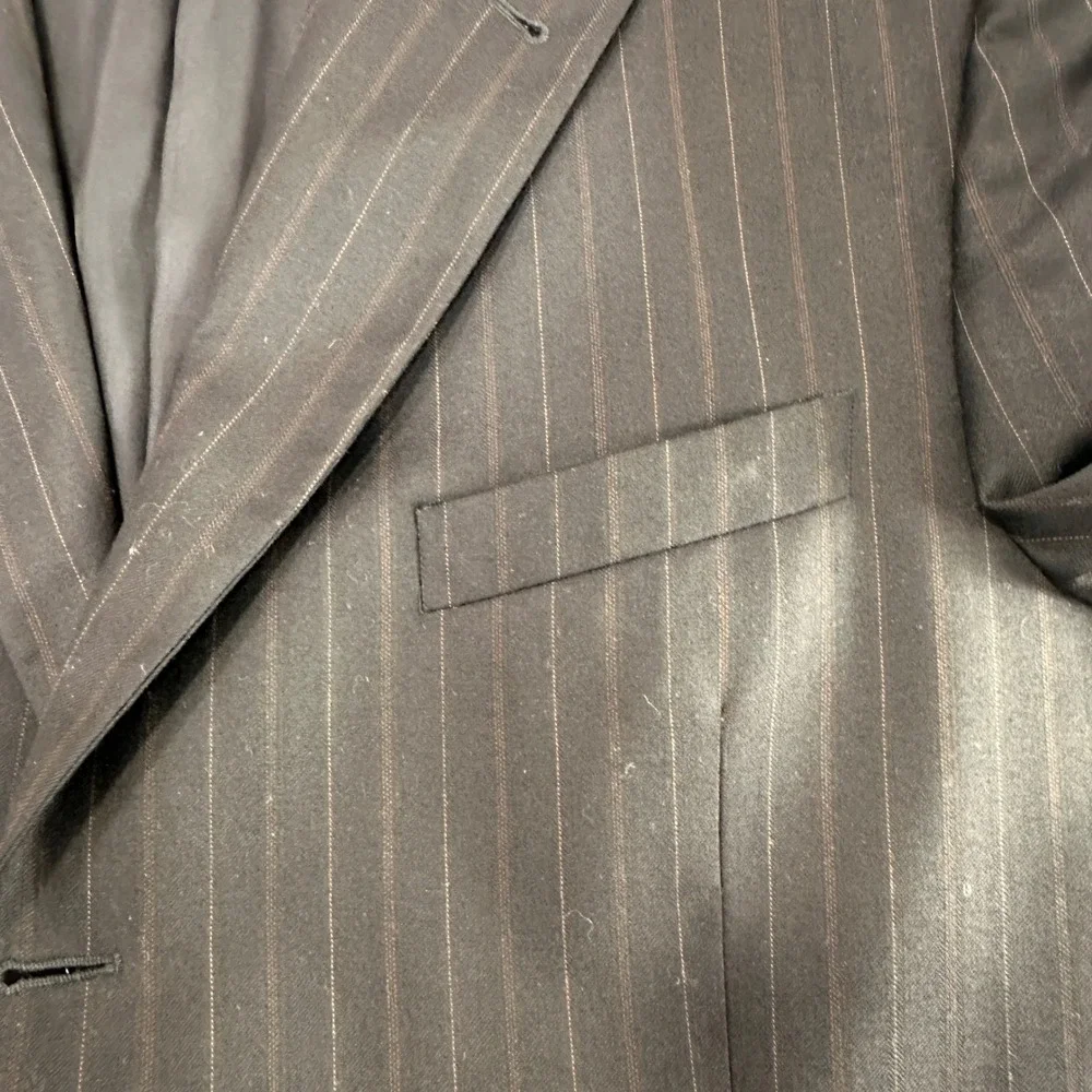 Joseph Abboud Nordstrom Pinstripe Wool Blazer Mens 44L Black‎ 3-Button | Classic